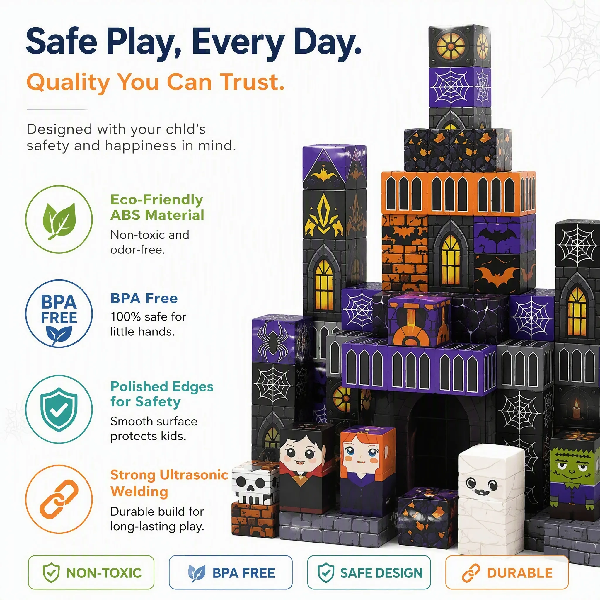 Halloween Haunted Castle Magnetic Building Blocks7