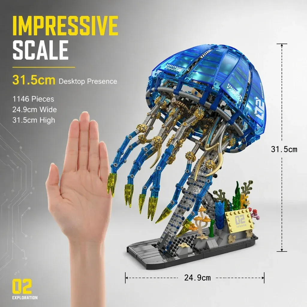 Bionic mechanical jellyfish light building block toy6