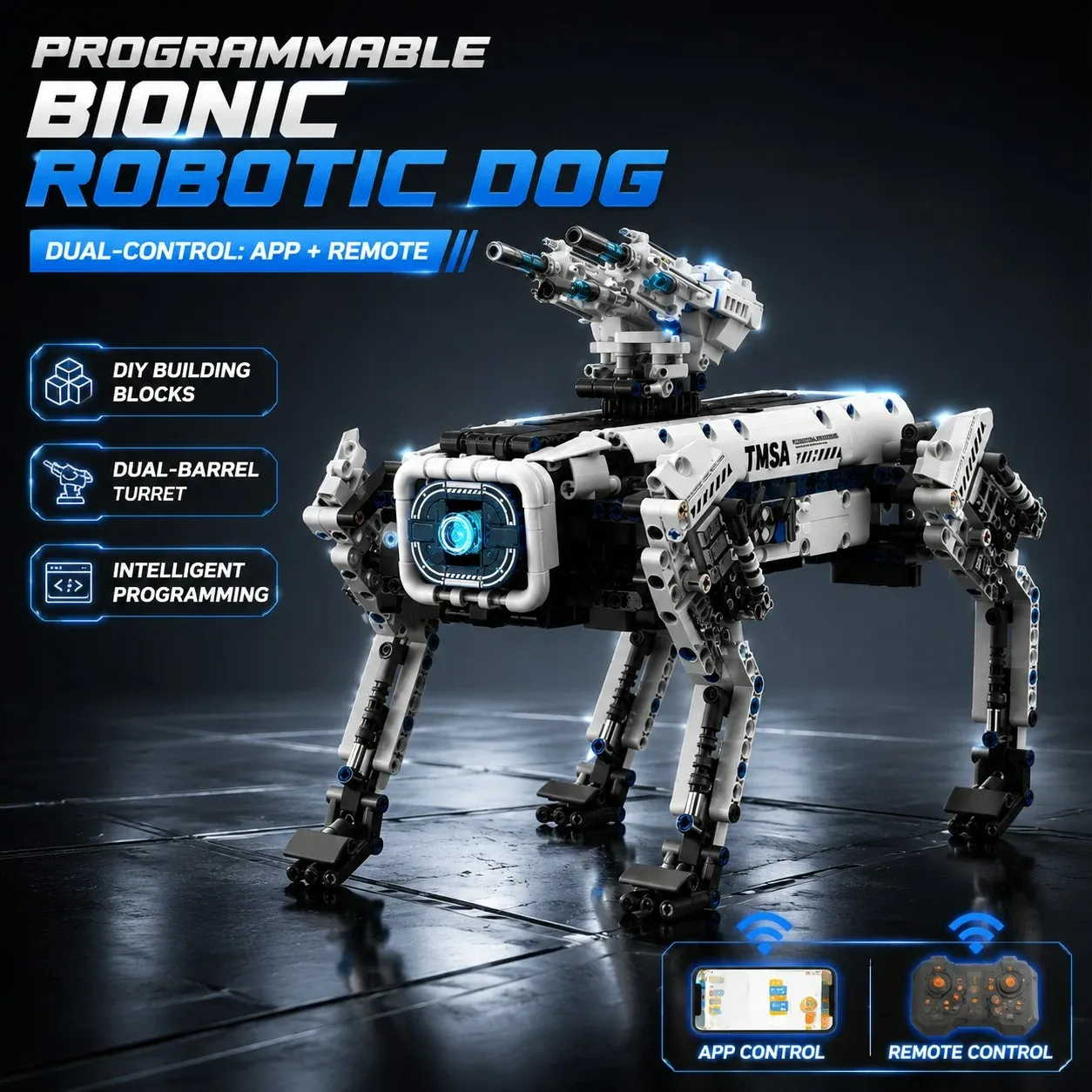 Science fiction bionic war mechanical dog building toy1