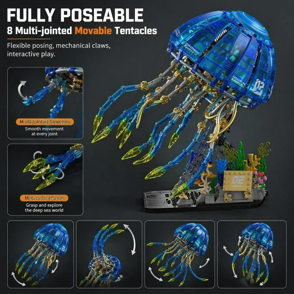 Bionic mechanical jellyfish light building block toy5