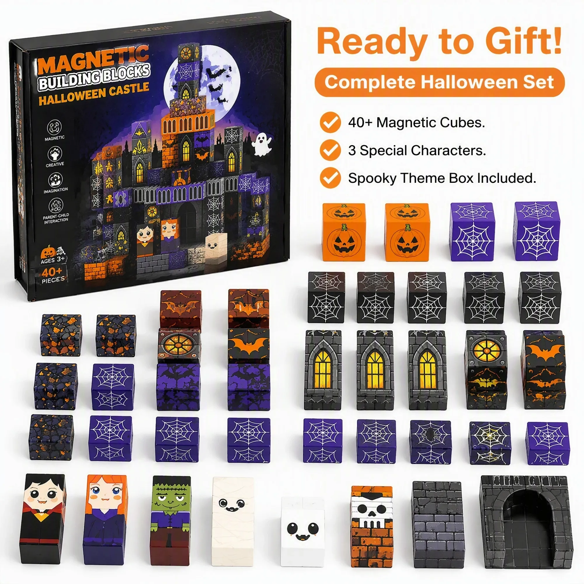 Halloween Haunted Castle Magnetic Building Blocks6