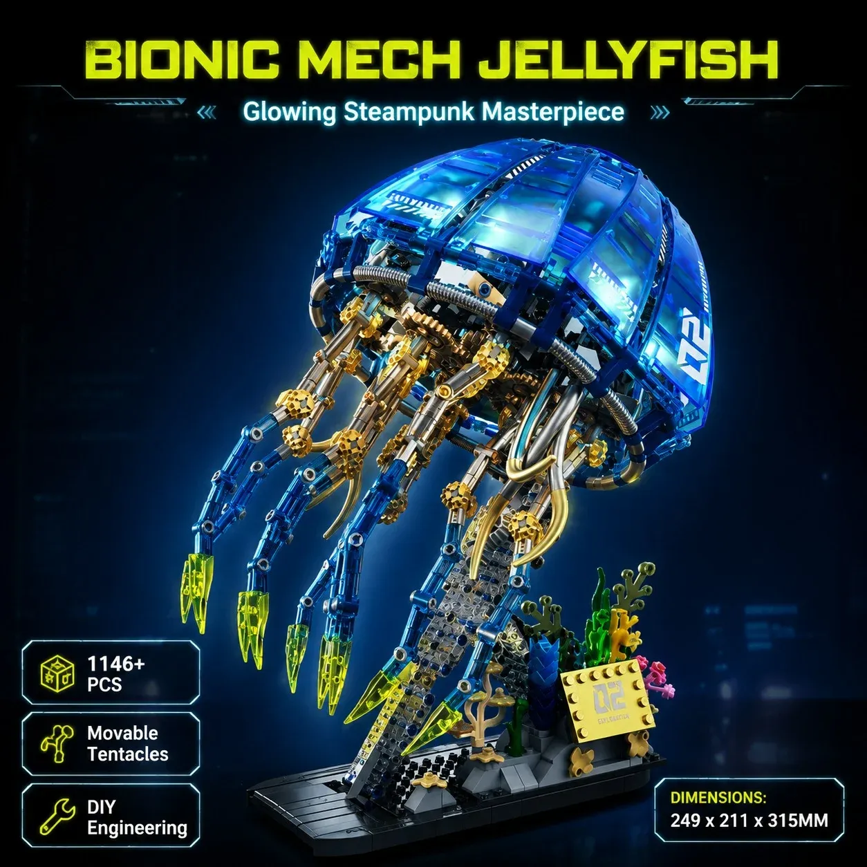 Bionic mechanical jellyfish light building block toy2