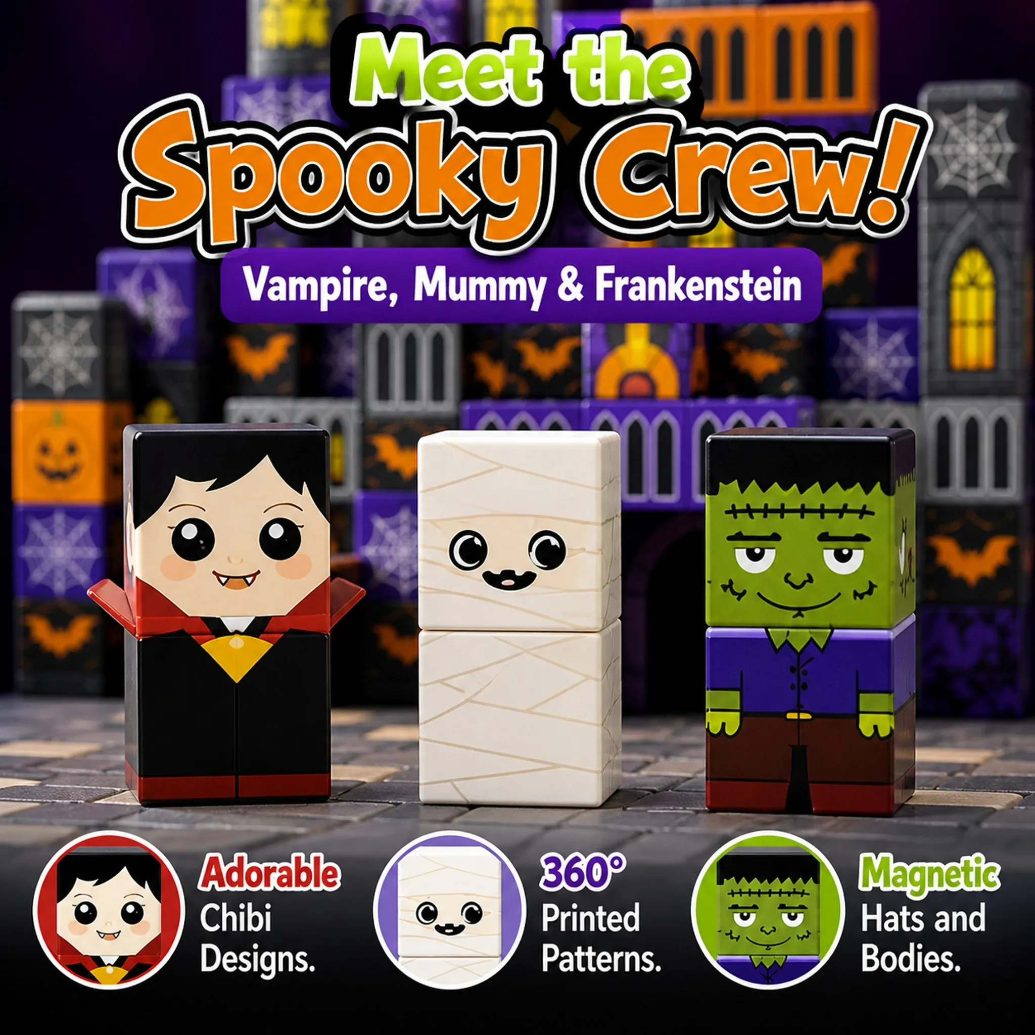 Halloween Haunted Castle Magnetic Building Blocks5