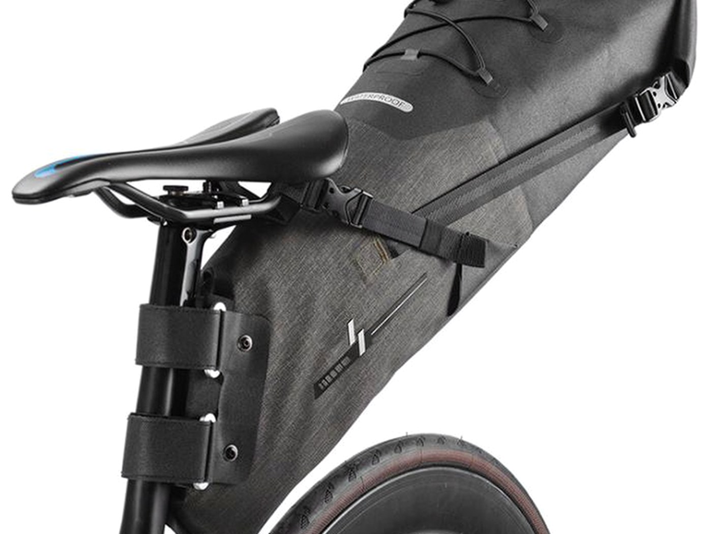 Grey KY026 large capacity saddle bag, mounted under the saddle