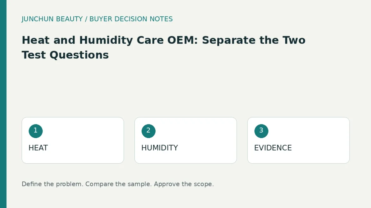 Buyer evaluation diagram comparing heat, humidity, evidence