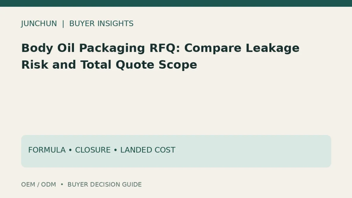 Body oil closure leakage and landed cost