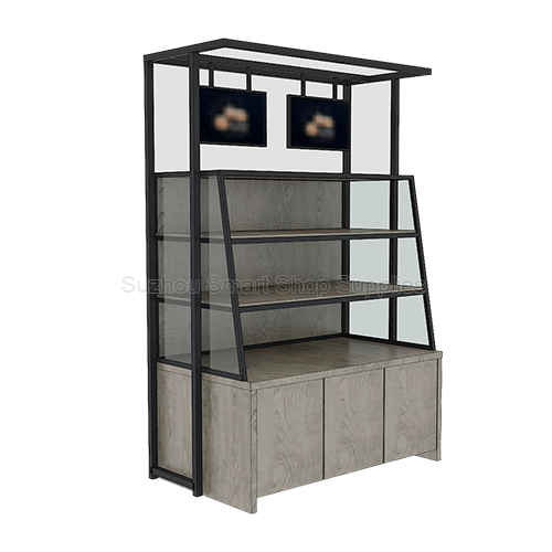Commercial Enclosed Bakery Display Cabinet SMT-BD05-1 with clear protective panels and overhead signage