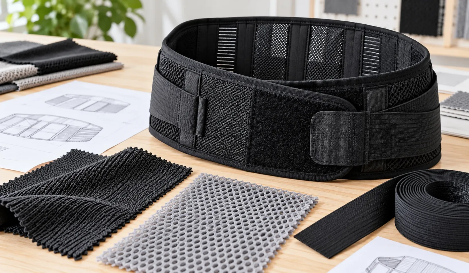 Back support belt with knitted fabric