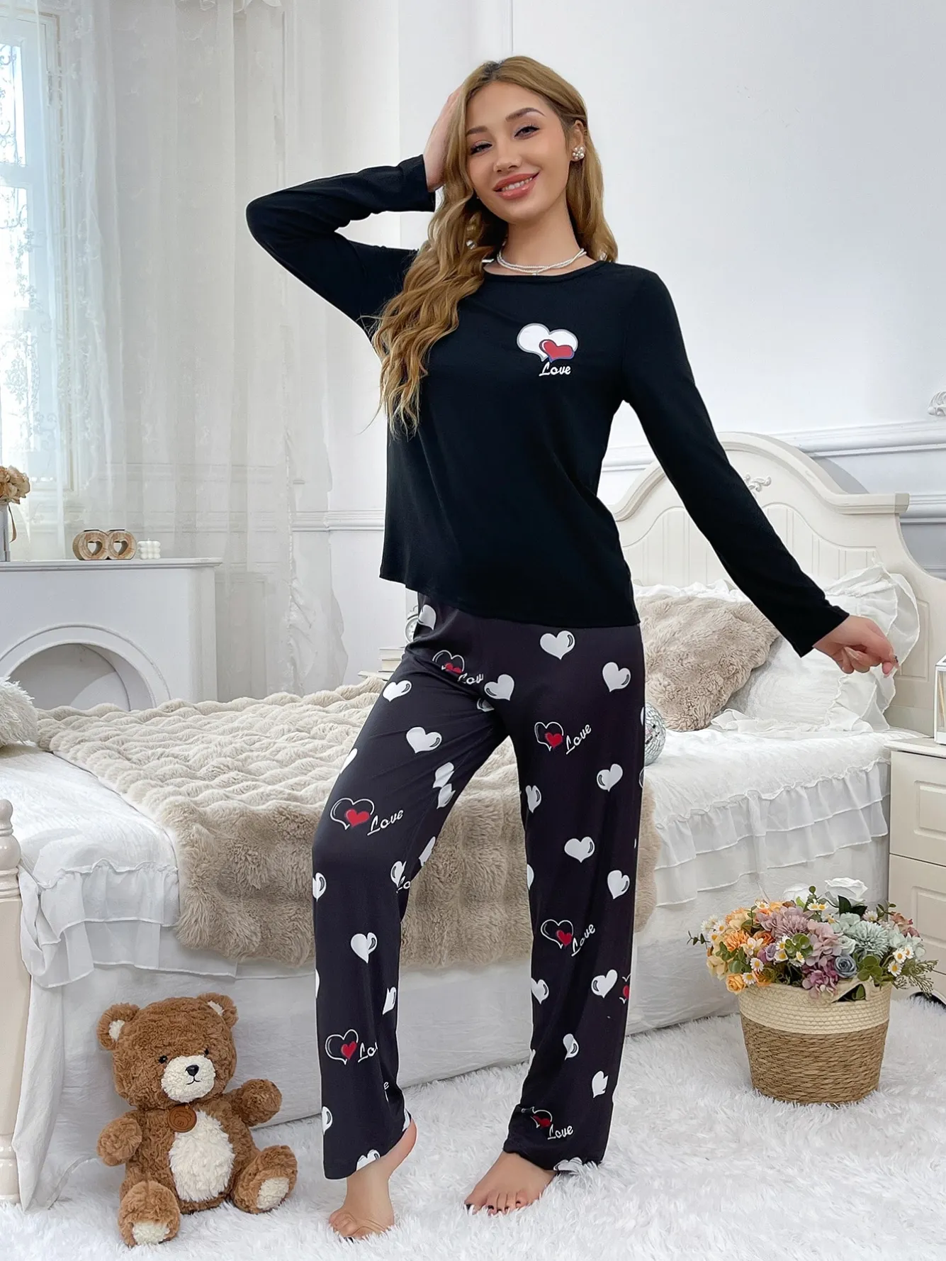 women milk silk pajama set xlk58183 lifestyle view
