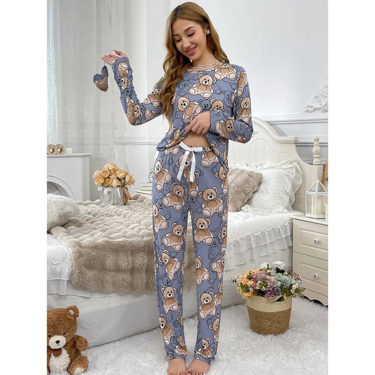 women milk silk pajama set xlk58167 lifestyle view