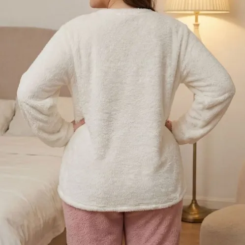 plus size long sleeve printed pajama set xlkl635 detail view