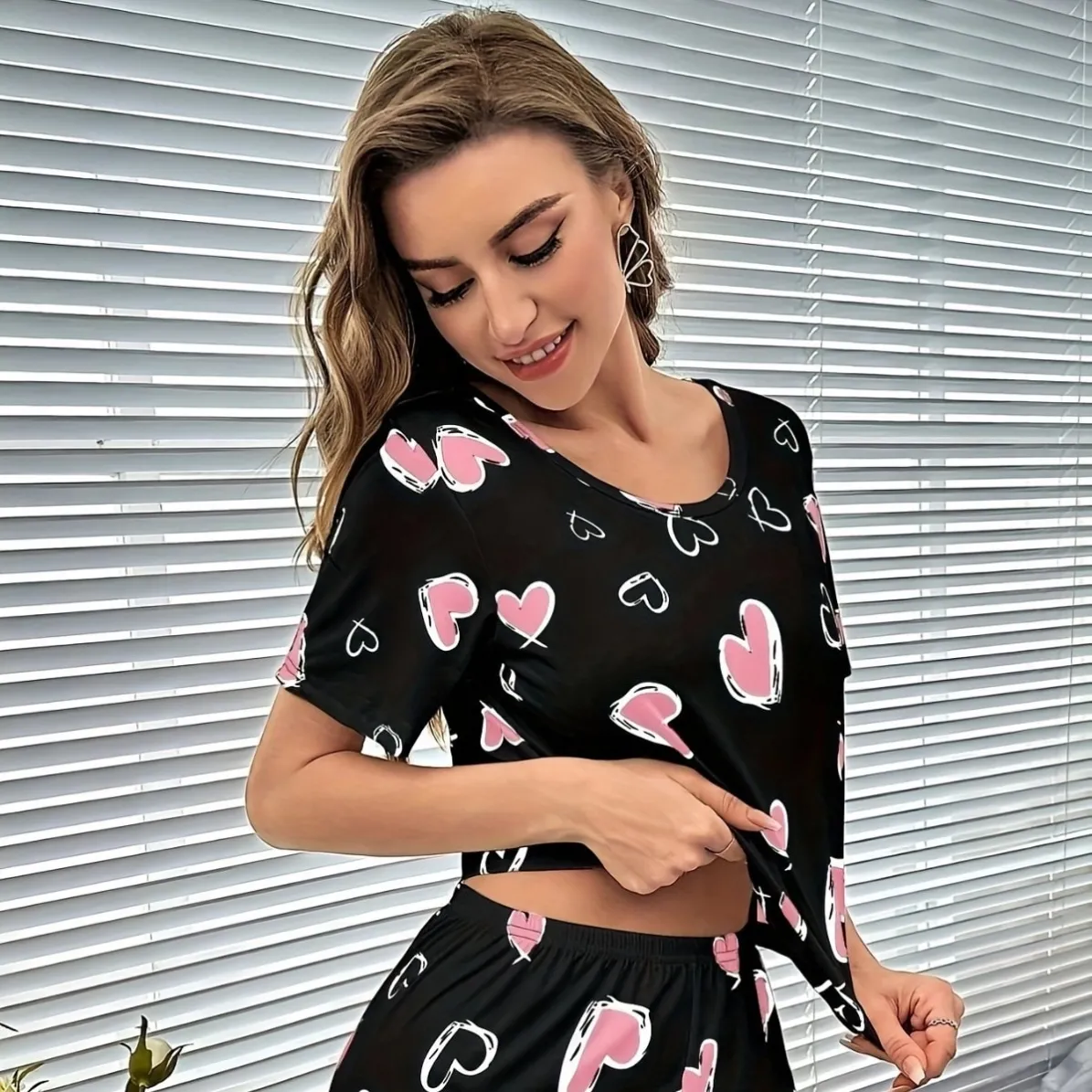 women milk silk pajama set xlk34022strawberry lifestyle view