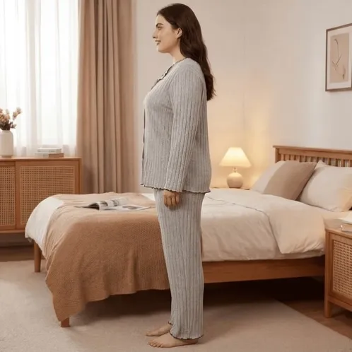 plus size long sleeve long pants pajama set xlkl757 detail view