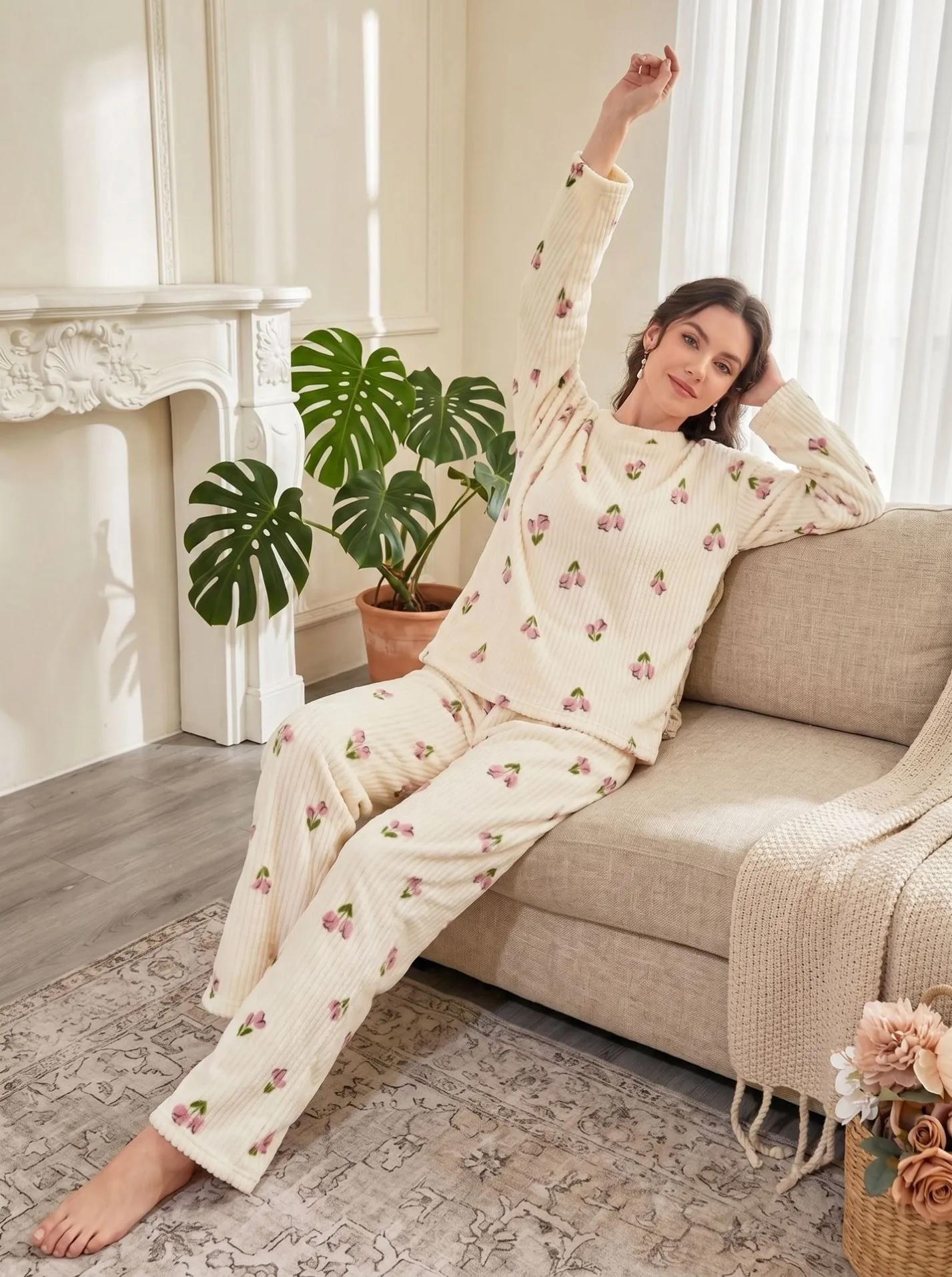 women warm pajama set xlk13447 lifestyle view