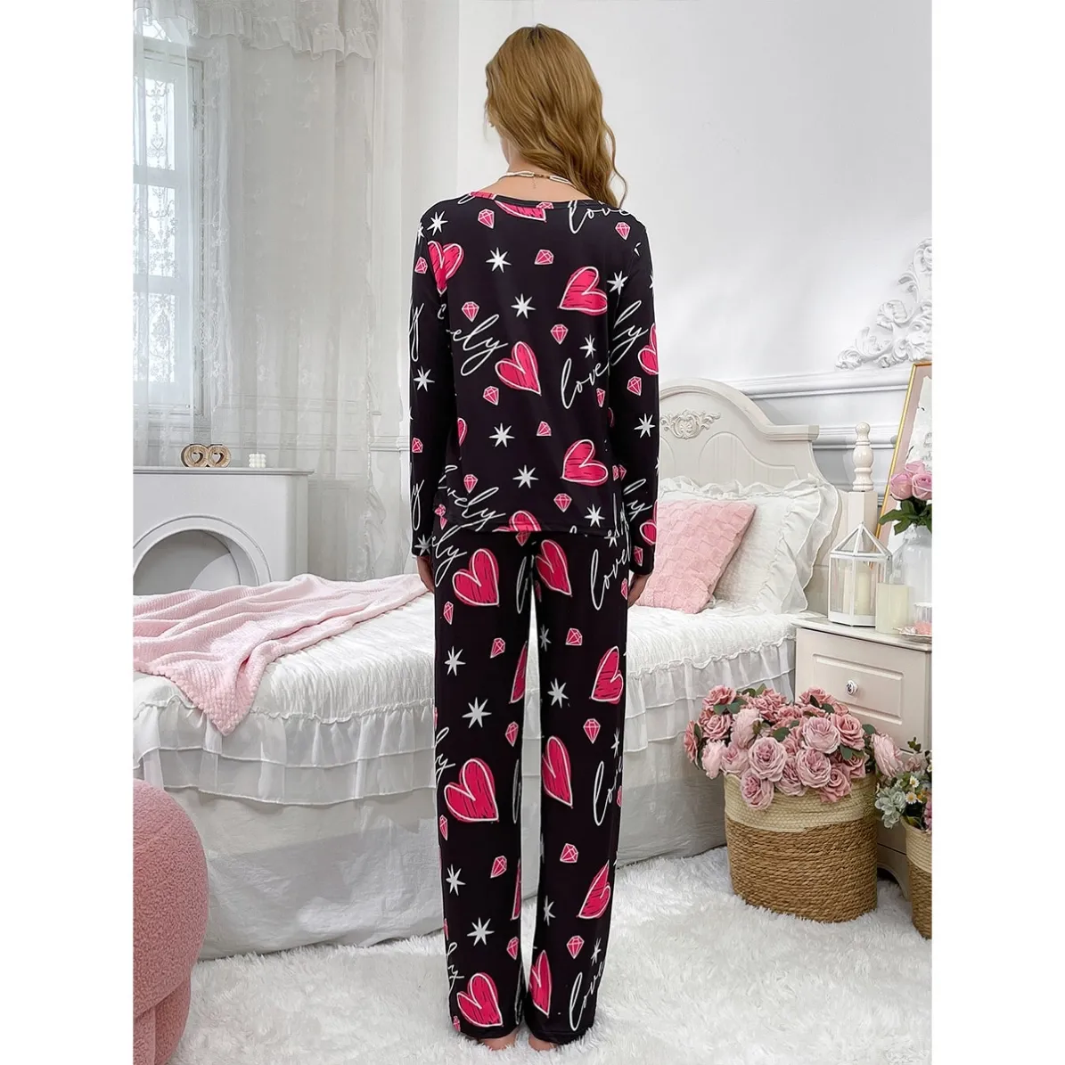 women milk silk pajama set xlk58174 lifestyle view