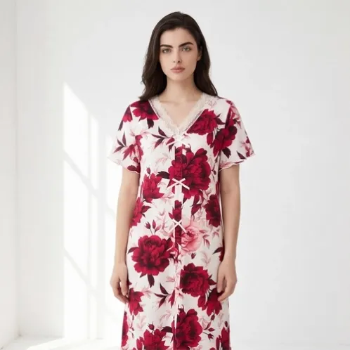 short sleeve v-neck robe xlkl534 front view