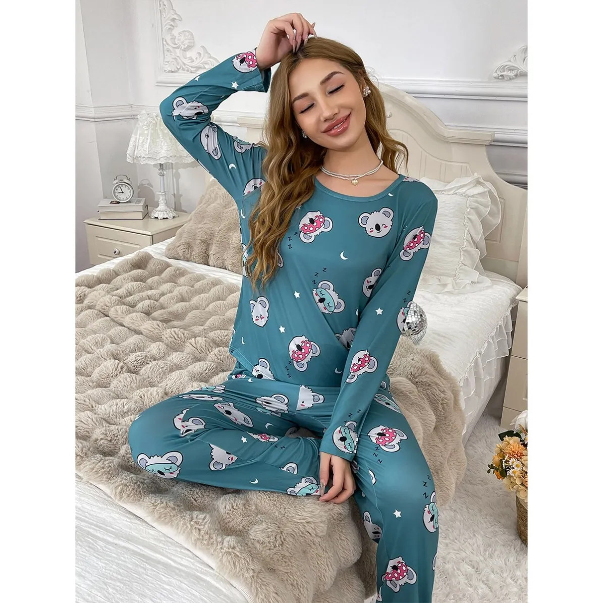 women milk silk pajama set xlk58173 front view