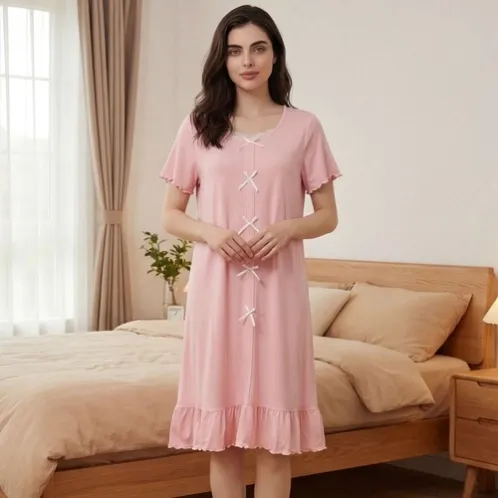short sleeve nightdress xlkl749 front view
