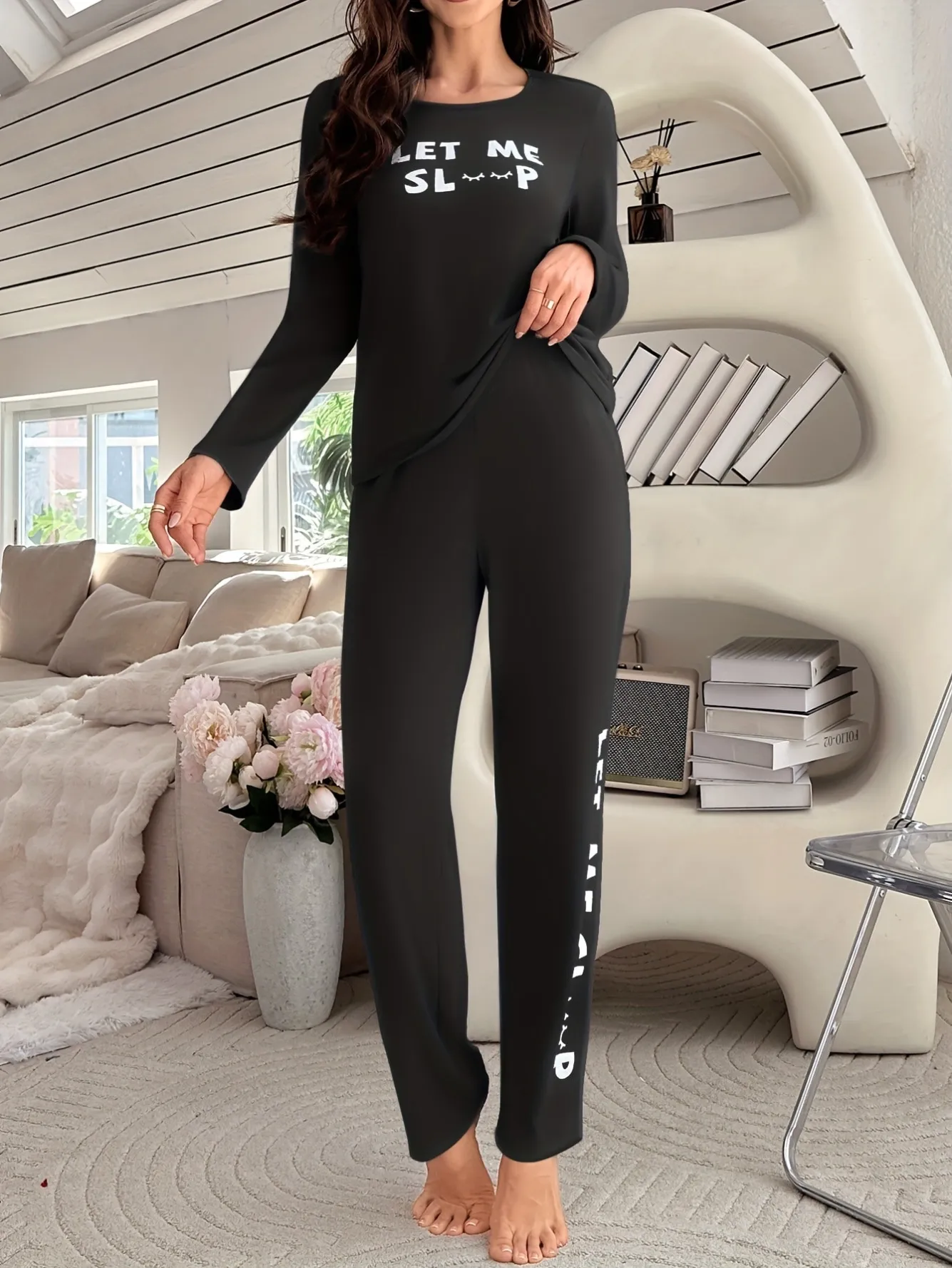 women milk silk pajama set xlk9898 lifestyle view