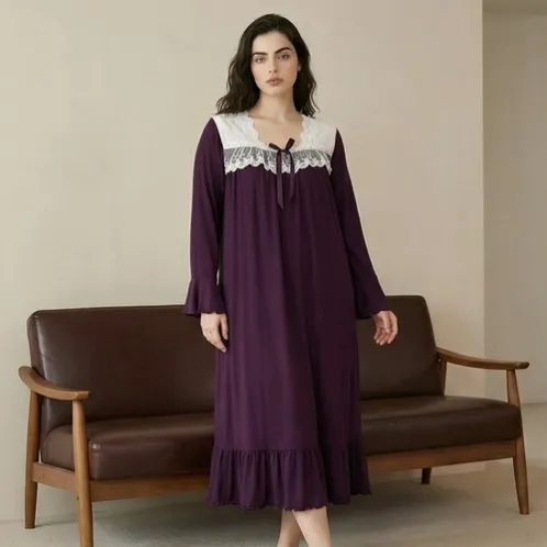 lace trim nightdress xlk596 front view