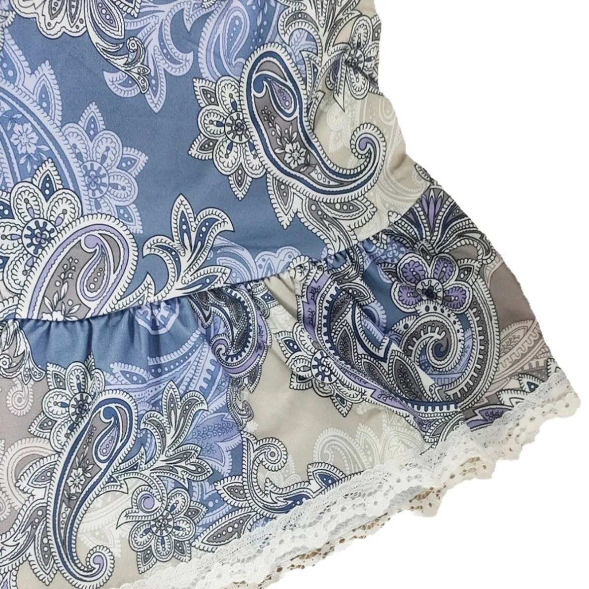 women milk silk lightweight lace trim nightdress xlk91030-2 lifestyle view