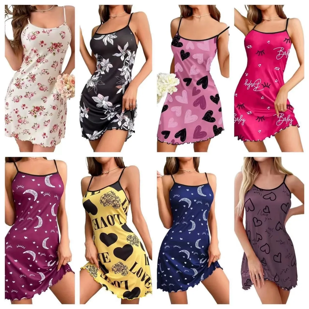 women milk silk printed nightdress xlk94032 lifestyle view