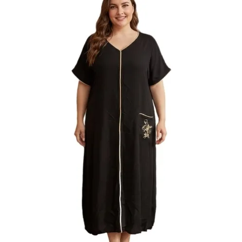 plus size short sleeve robe xlkl295 front view