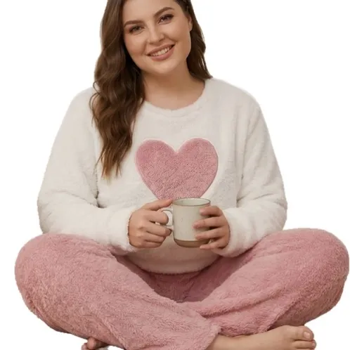 plus size long sleeve printed pajama set xlkl635 detail view