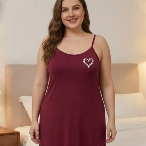 plus size sleeveless printed nightdress xlkte-120 front view