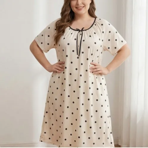 plus size polka dot printed robe xlkl563 front view