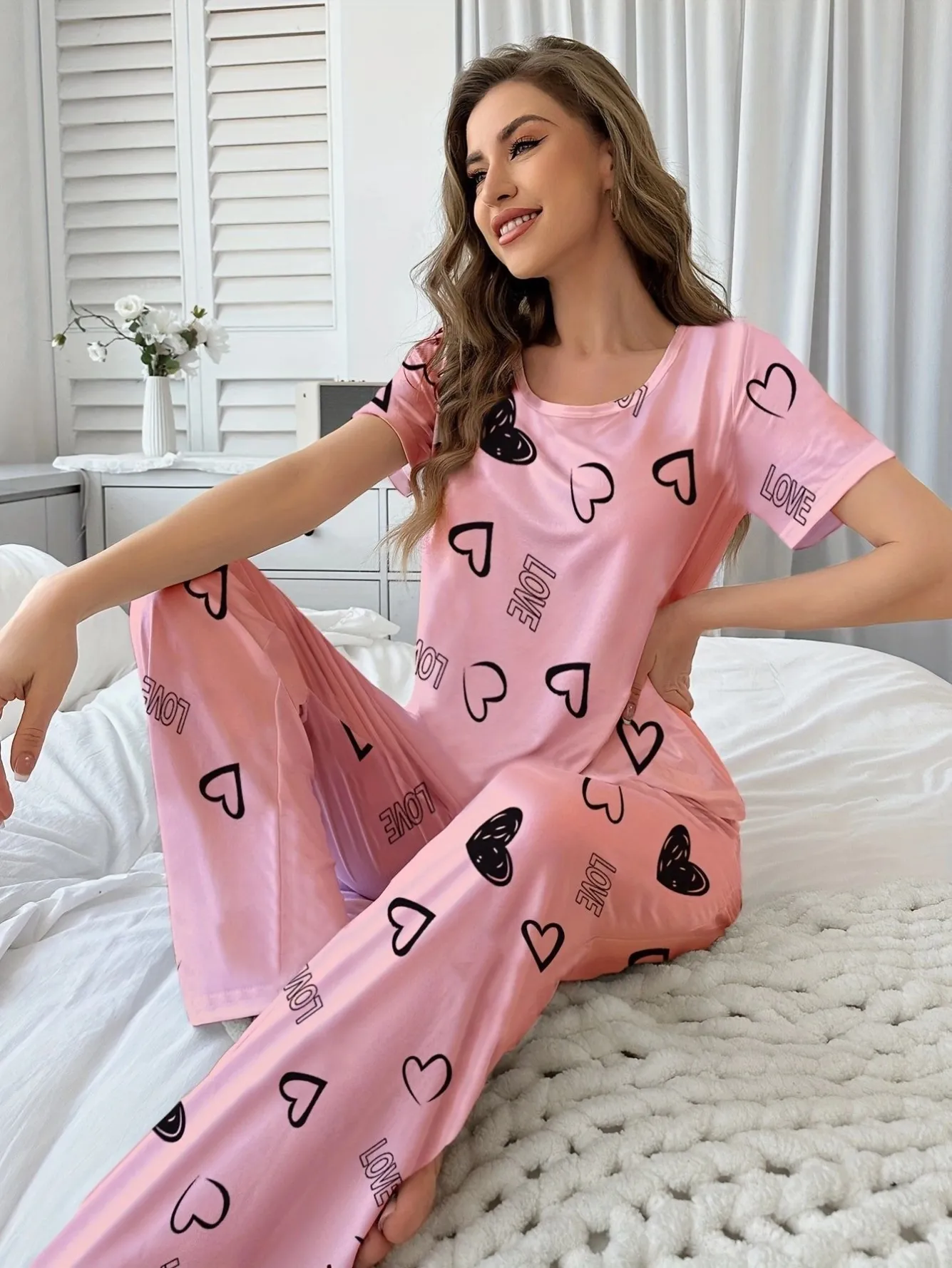 women milk silk pajama set xlk93059 lifestyle view