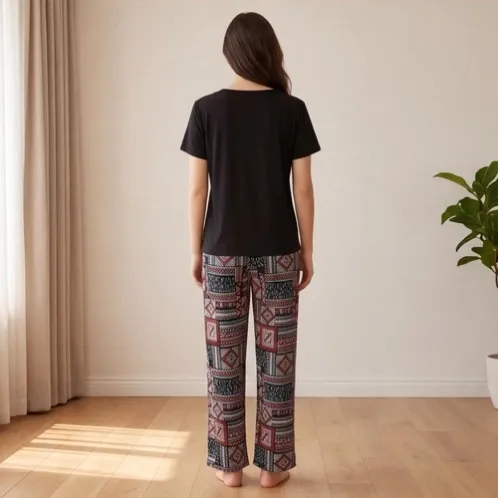 short sleeve long pants pajama set xlkl420 detail view