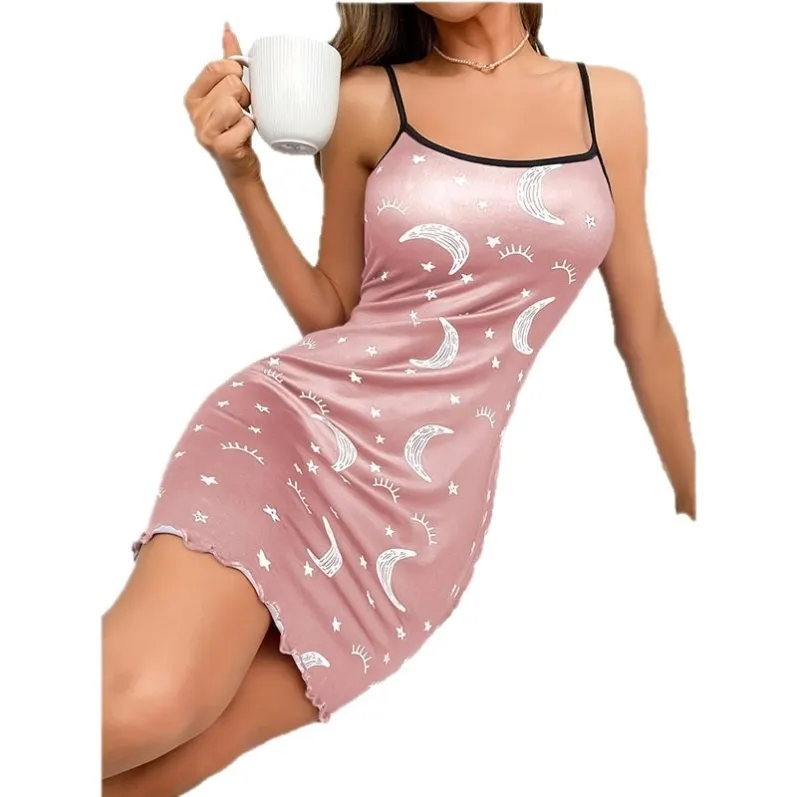women milk silk lightweight cartoon print nightdress xlk94013 lifestyle view