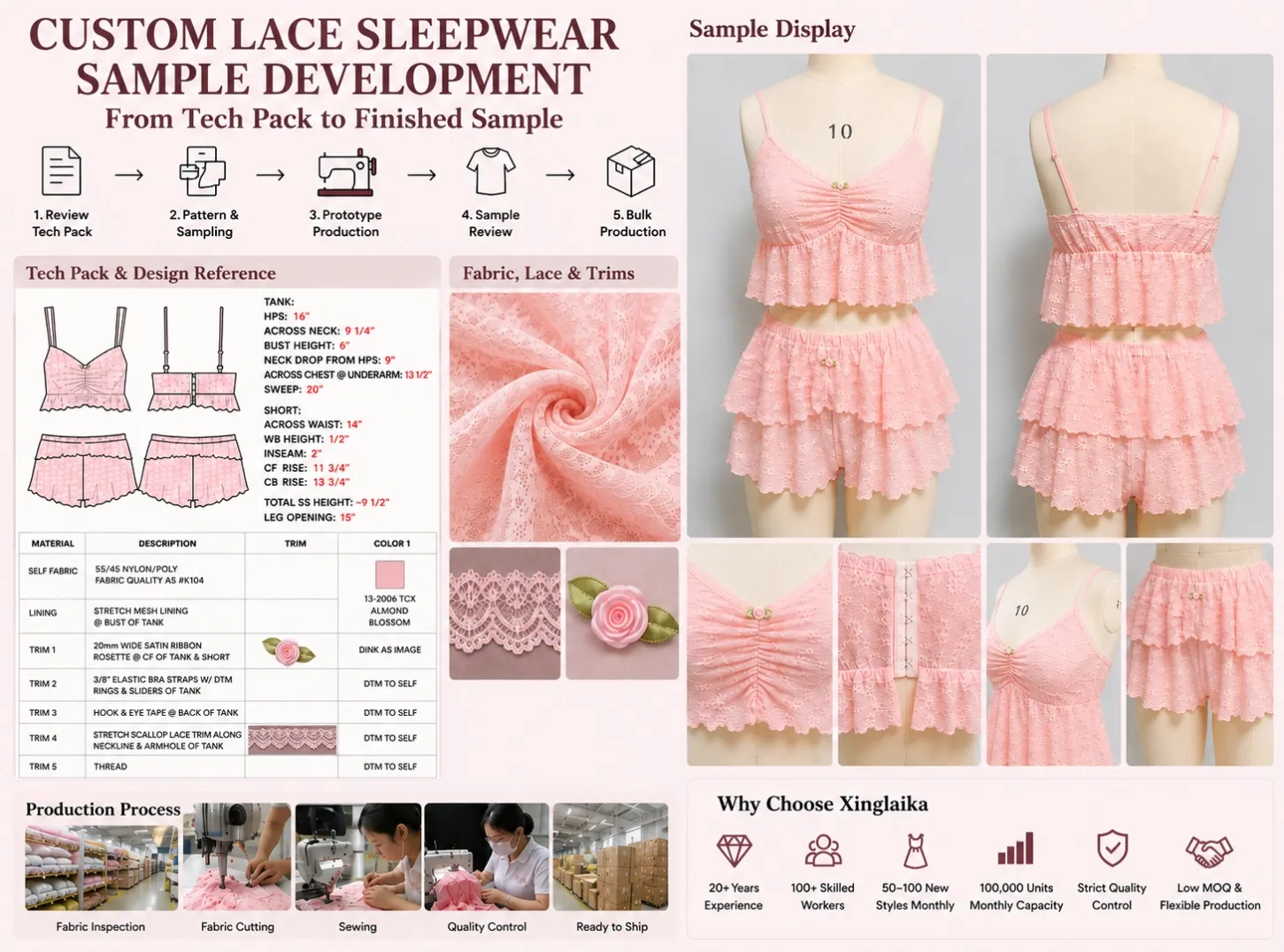 Custom Lace Sleepwear Xinglaika Apparel