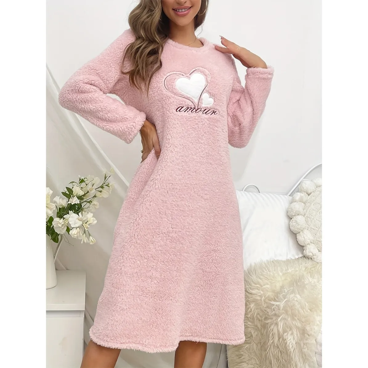 women flannel pajama set xlk57000-1 lifestyle view