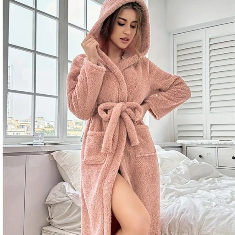 women coral fleece warm robe xlkp5228 lifestyle view