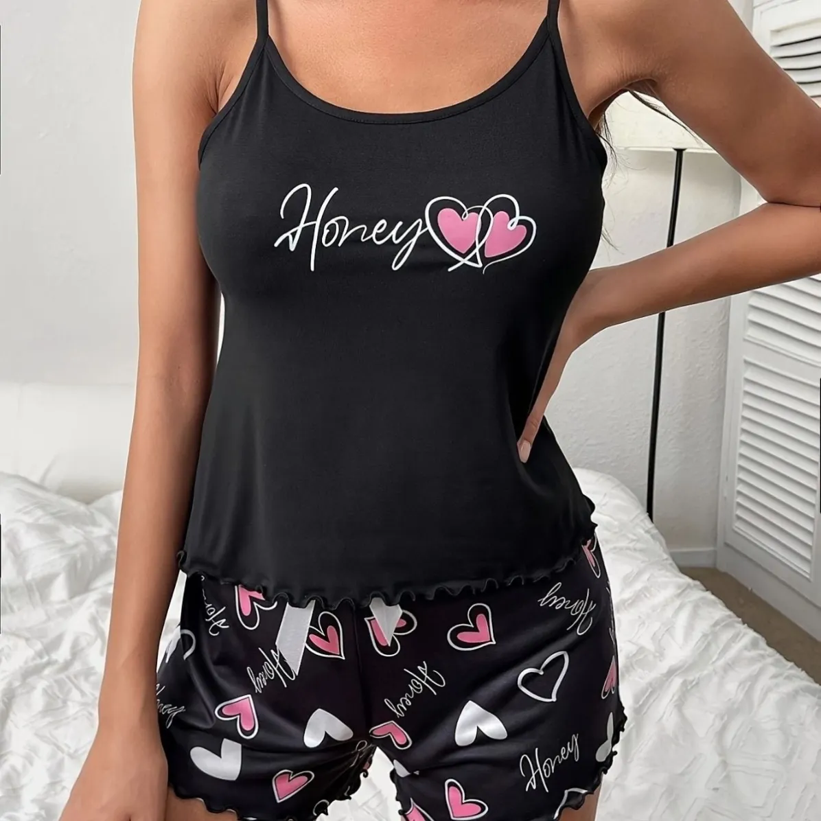 women lightweight printed cami pajama set xlkp34006 lifestyle view