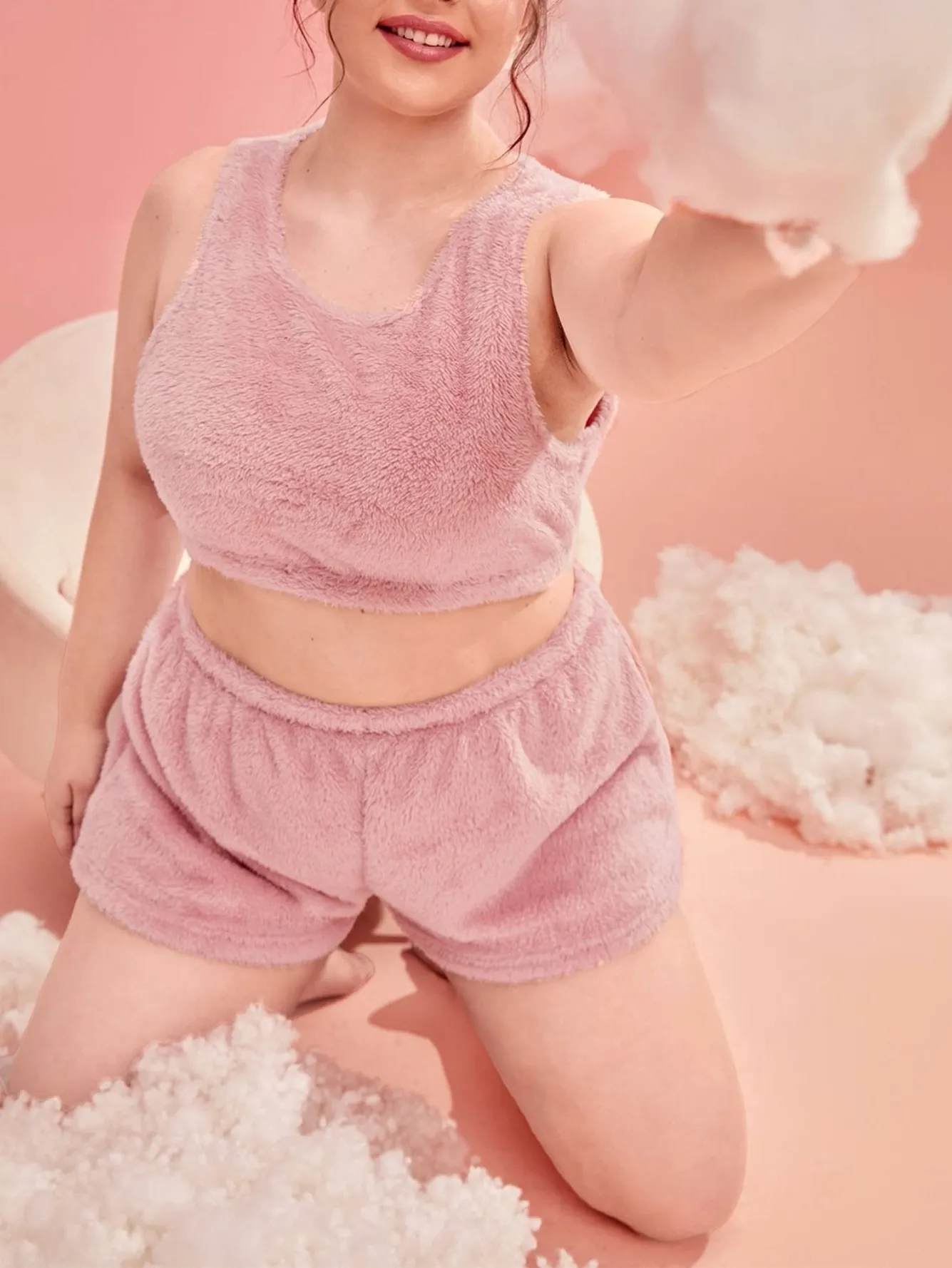 women plush warm cami pajama set xlk64001 lifestyle view
