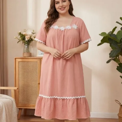 short sleeve printed robe xlkl442 front view