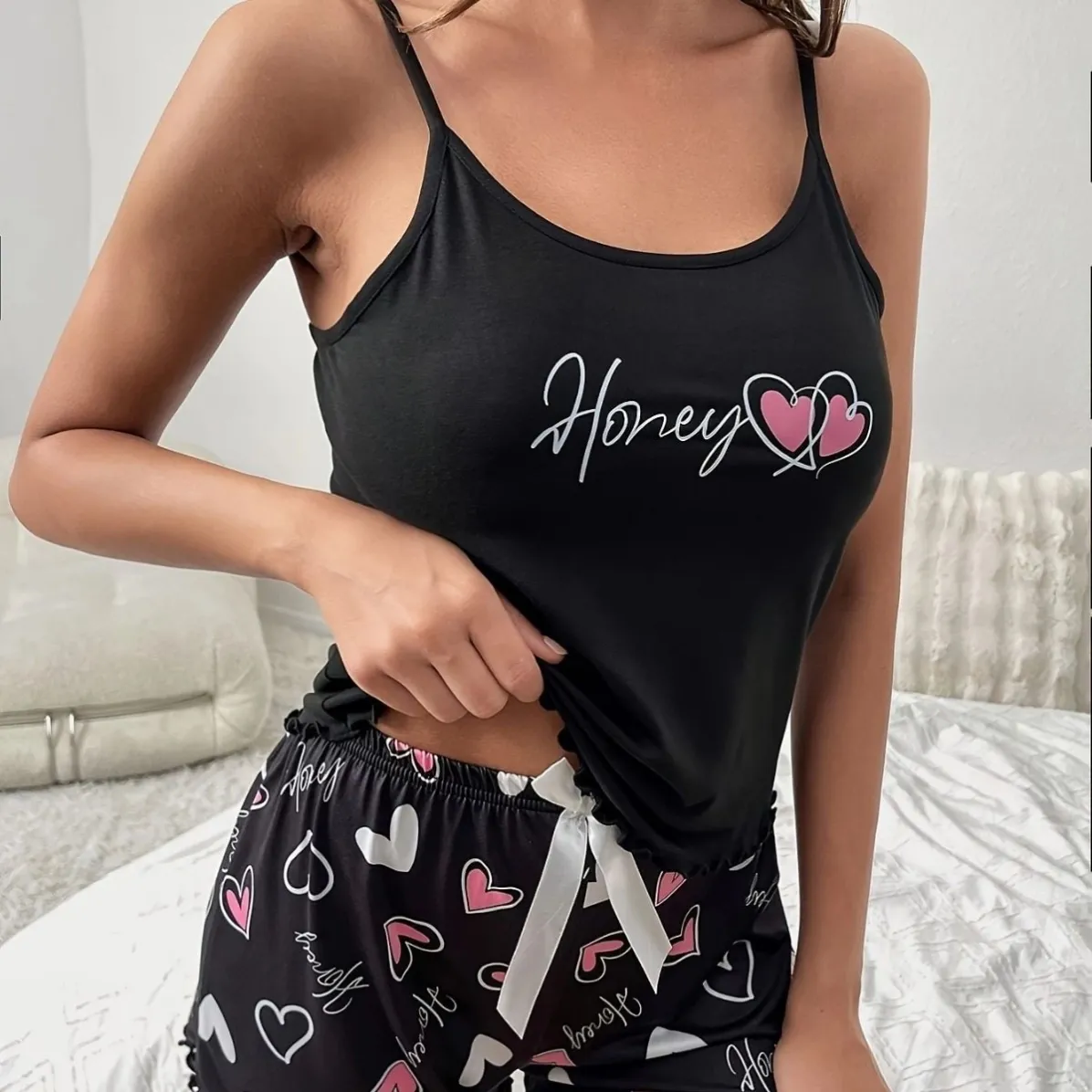 women lightweight printed cami pajama set xlkp34006 lifestyle view