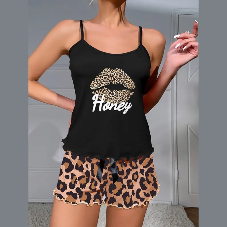 women milk silk lightweight printed cami pajama set xlk34011-2 lifestyle view