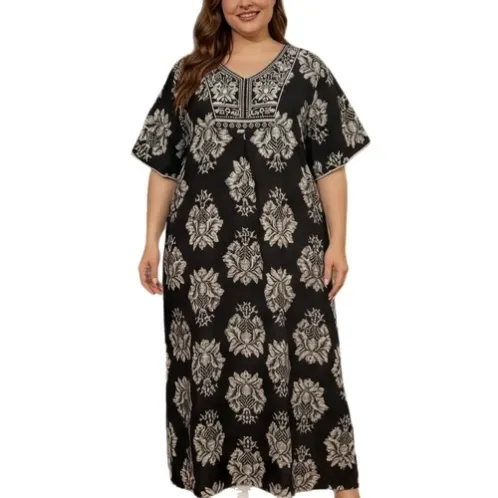 plus size short sleeve robe xlkl546 front view
