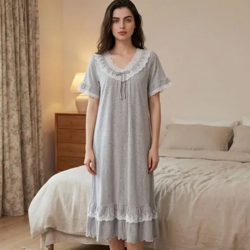 short sleeve nightdress xlkl726 front view