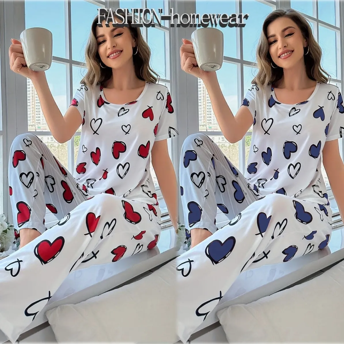 women milk silk pajama set xlk93027-1 front view
