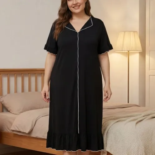 plus size short sleeve nightdress xlkte-014 detail view