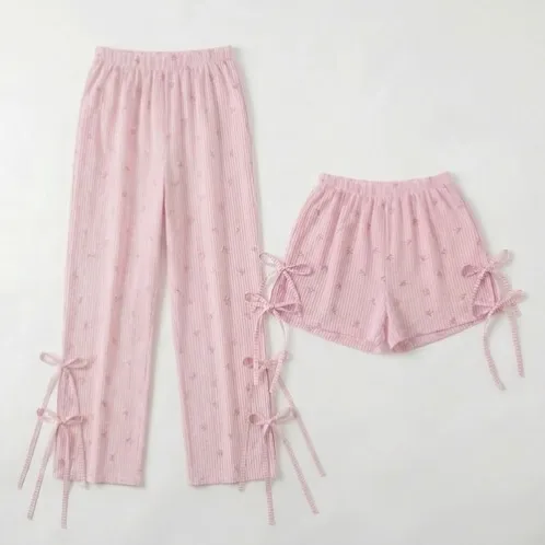 plus size printed long pants shorts pajama set xlkte-157 detail view