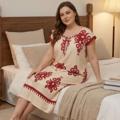 sleeveless printed robe xlkte-089 front view
