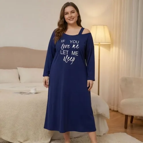 plus size printed nightdress xlkl646 front view
