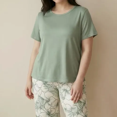 plus size short sleeve printed pajama set xlk112 detail view