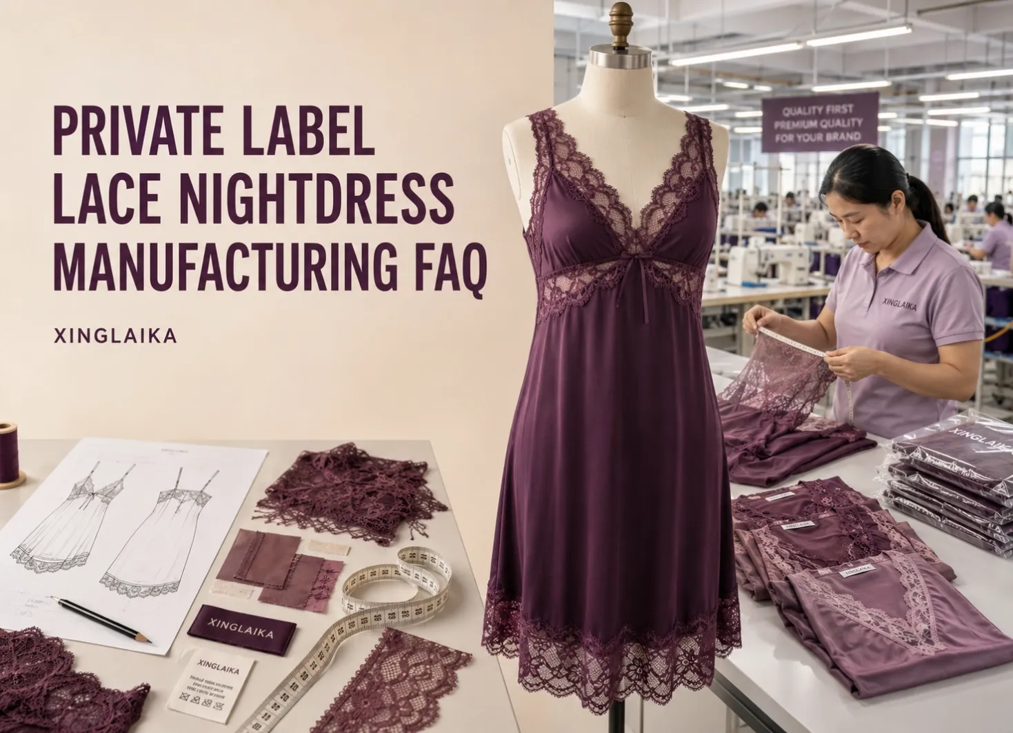 Private Label Lace Nightdress Manufacturing from XINGLAIKA APPAREL